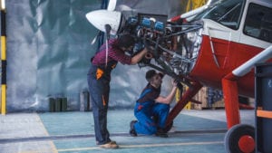 mechanics hangar small aircraft