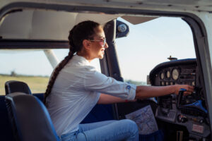 young woman student pilot