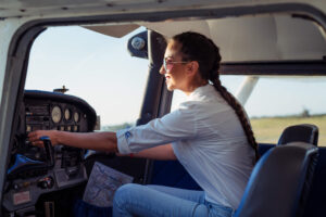 young woman student pilot