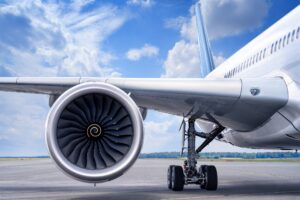 airplane wing and engine